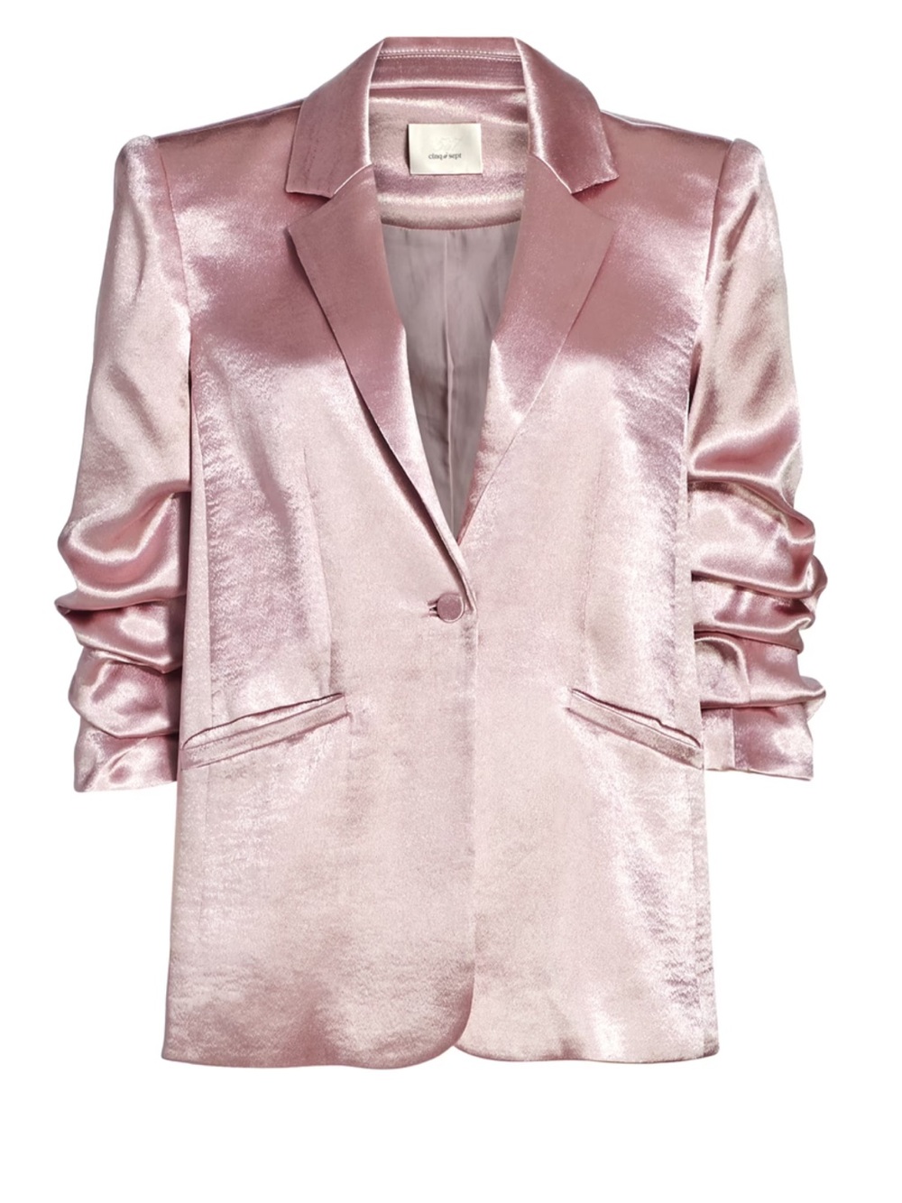 Cinq à Sept 'Kylie' 3/4 Ruched-Sleeve Satin Jacket Blazer
DD5